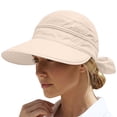 thumbnail image 2 of HuangHuanChen 2 In 1 Women's Sun Visor for Women Zipper Off Ponytail Hat Lightweight Summer Sun Hats for Women with Bow in Back Wide Brim UV Protection Sun Hat Beach Packable Visor Beige One Size, 2 of 6