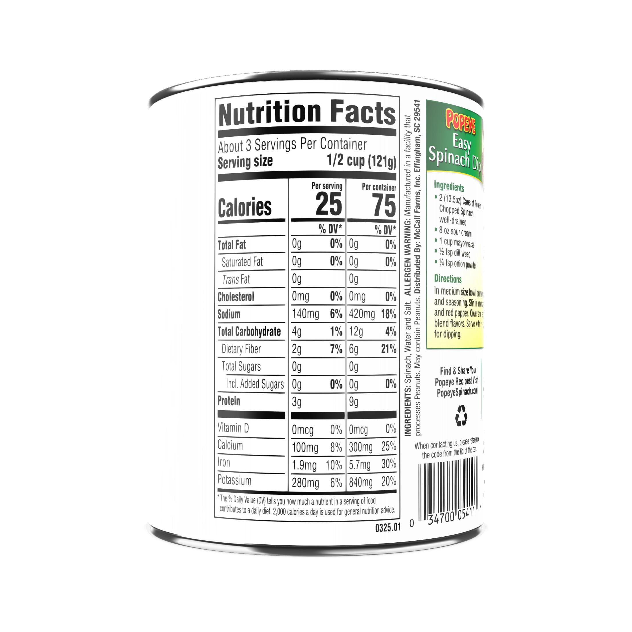 (4 pack) Allens Popeye Spinach, Chopped, 13.5 Oz