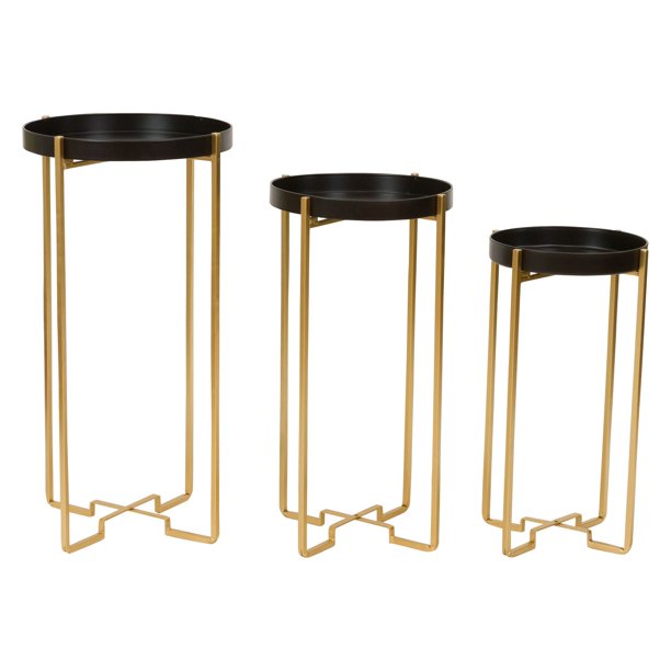 Heming Black & Gold Accent Tables (Set of 3)