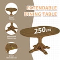 thumbnail image 4 of Farmhouse 60" Extendable Pedestal Dining Table Set of 6 with 44" Bench and 4 Ladder Back Chairs - 18" Removable Leaf, Natural Wood Finish with Beige Cushion Seats, 4 of 16
