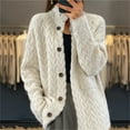 thumbnail image 2 of Womens Cardigans Lightweigh Long Sleeve High Neck Knitted Top Solid Color Sweater Coat Single Breasted Jacket (White XL), 2 of 6