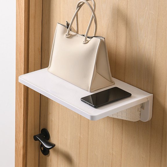 ETEREAUTY White Floating Phone Shelf Foldable Wall Rack for Home Storage and Organization, Space-Saving Design