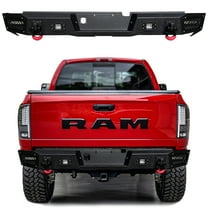 Vijay Compatible with 2002-2003-2004-2005-2006-2007-2008 Dodge RAM 1500 Rear Bumper Textured Black Steel with Lights and D-rings