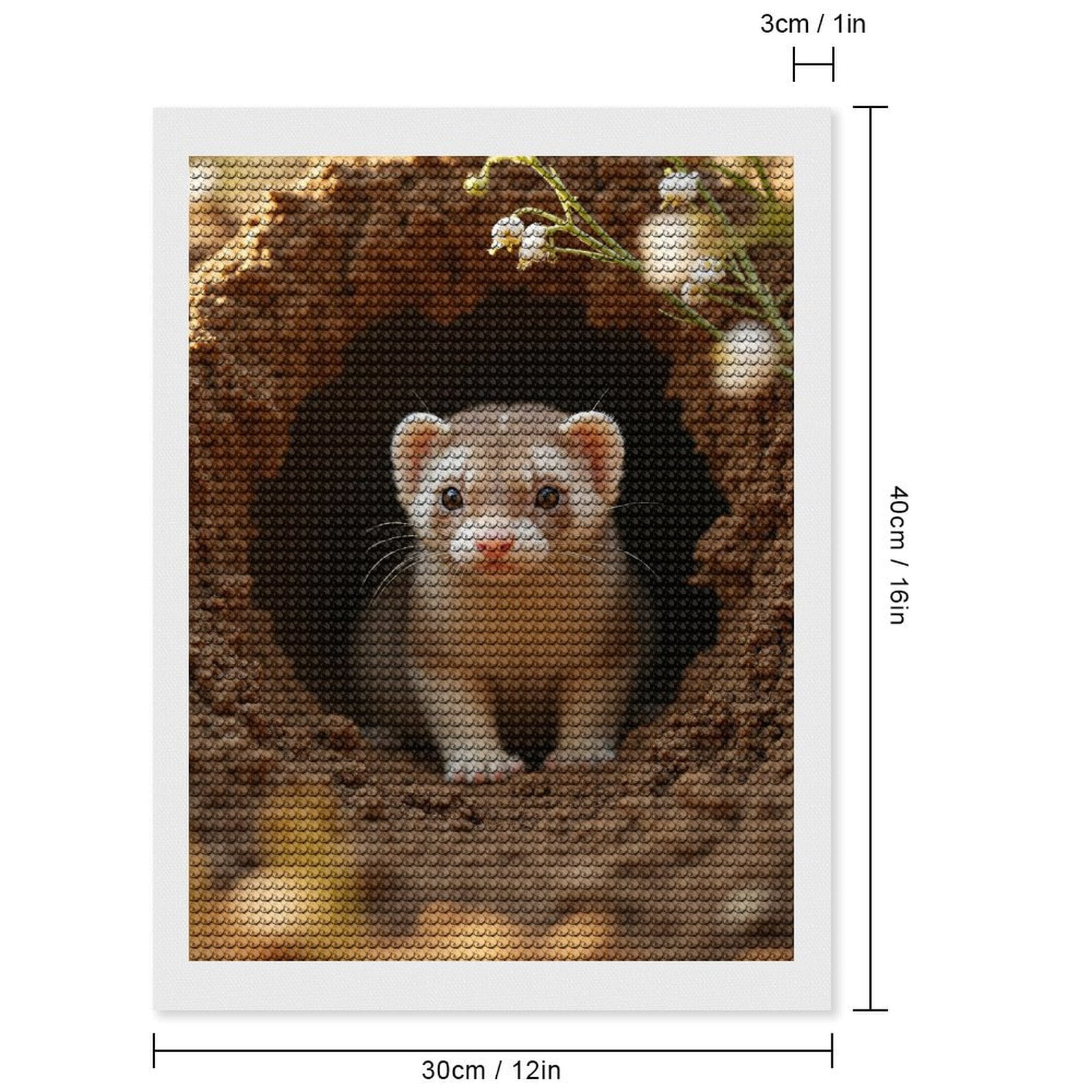 Diamond Art Kits for Adults, Tunnel Ferret Floral Adventure 5D Diamond Painting Kits for Adults Beginners, DIY Full Drill Diamond Painting, Gem Art and Crafts 12x16