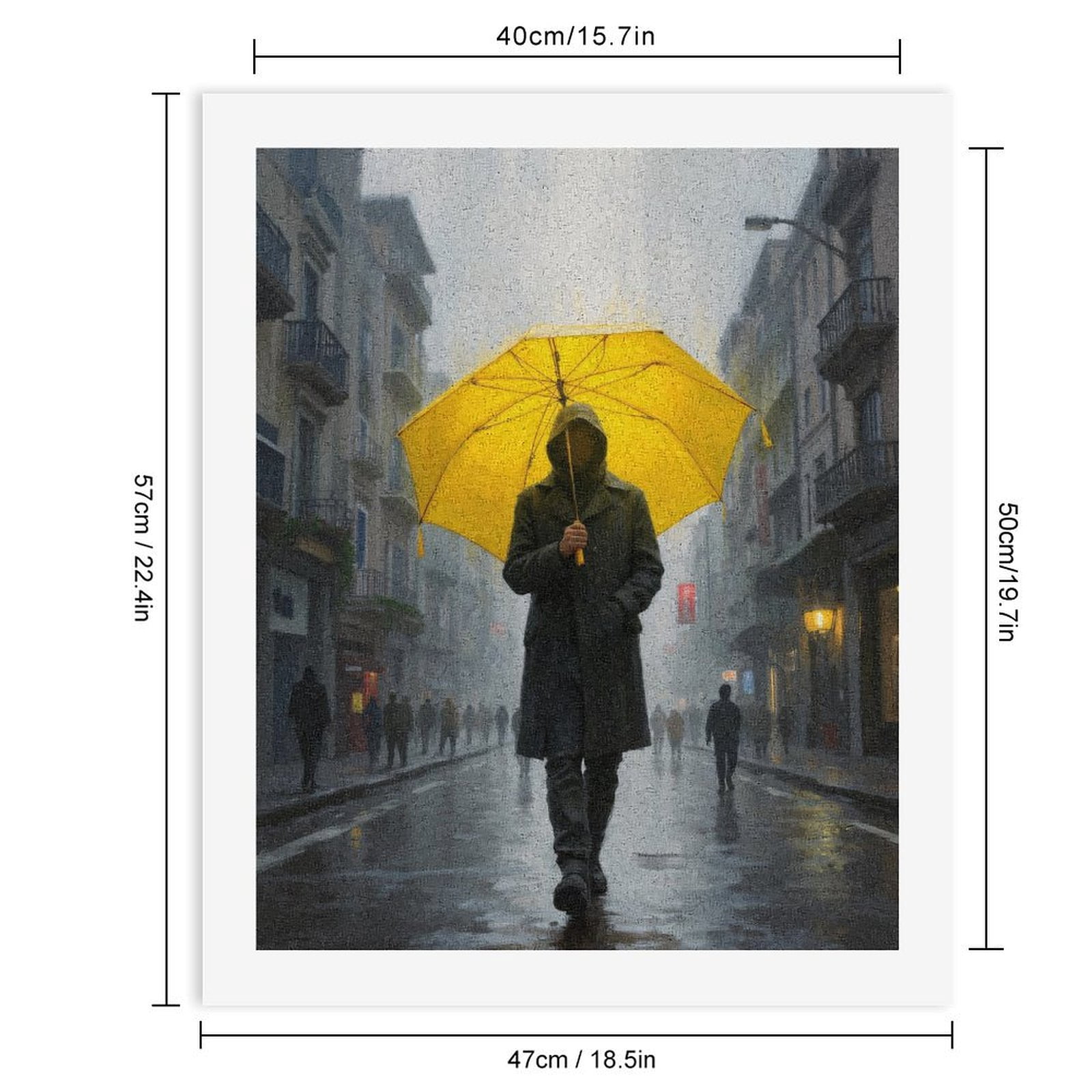 Paint by Numbers Kit for Adults, Person Yellow Umbrella Rainy Street Paint by Numbers, Easy Paint by Numbers Kit for Adults Beginner, DIY Adult Paint by Number Kits on Canvas, 12x16in Home Decor