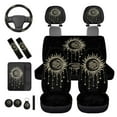 thumbnail image 6 of Binienty 14 Pack Boho Sun and Moon Auto Seat Covers Front and Rear with 15 Inch Steering Wheel Cover Headrest Covers Seat Belt Pads Armrest Pad Automotive Interior Set, 6 of 8