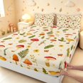 thumbnail image 4 of Homewish Cute Cartoon Mushrooms Bed Sheets,Kawaii Floral Plants Full Size Sheets,Beige,4pcs,1 Flat Sheet, 1 Fitted Sheet and 2 Pillowcases, 4 of 6