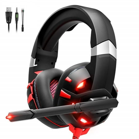 Seenda Game Headphone for PC,PS4,Xbox One,Over-Ear Gaming Headset with Noise Cancelling Mic LED Light,7.1 Surround Sound Stereo Nintendo