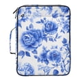 thumbnail image 2 of Haosy Accordion File Organizer Zipper Binder 500 Sheet 6-Tab Expanding File Folder Multi-Pocket 1.2 Inch 3 Ring Blue White Porcelain with Roses, 2 of 7