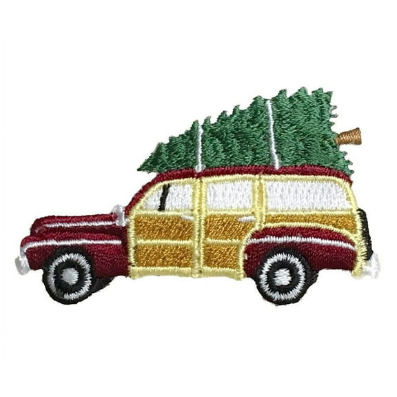 Christmas Woodie/Woody - Sedan with Tree - Iron On Applique/Embroidered Patch
