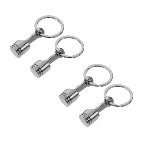 OUNONA 4 pcs Heavy Duty Engine Piston Keychain Set Durable Metal Key Ring Auto Part Key Holder for Women Men Car Enthusiasts