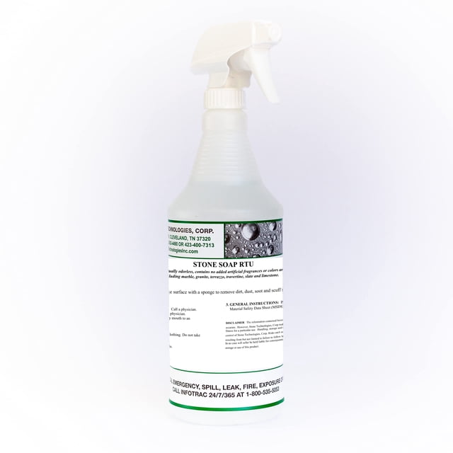 Stone Soap RTU (1 Quart) Plant based pH Neutral Cleaner for Marble Granite Travertine