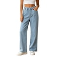 thumbnail image 2 of VBVC Women's Wide Leg Jeans with Pockets , Elastic Waist Pull On Denim Pants For Women, XS-XL, 2 of 6