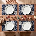 thumbnail image 2 of Smile Navy Blue Snowflakes Winter Placemats Set of 4, 12x18 Inch Christmas Table Mats, 2 of 7