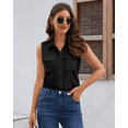thumbnail image 4 of SPRING SEAON Women's Sleeveless Button Down Shirts Blouses Solid Casual Tank Top Loose V Neck Summer Top for Work, 4 of 7