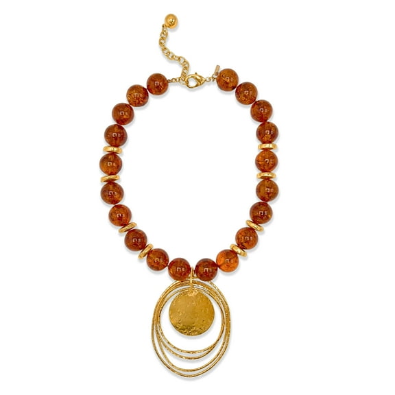 Peacock Dawn Pendant Amber Necklace