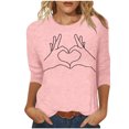 thumbnail image 1 of Tops de Cuello Redondo para las Mujeres Moda Impresa 3/4 Mangas Blusa Casual Top, Estante de Imitación, 1 of 5