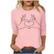 thumbnail image 1 of Tops de Cuello Redondo para las Mujeres Moda Impresa 3/4 Mangas Blusa Casual Top, Estante de Imitación, 1 of 5