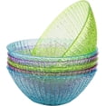thumbnail image 1 of Juego de 6 tazones de plástico para mezclar, cuencos de plástico para ensalada de color neón de 93 oz, cuencos martillados para servir, cuencos de plástico grandes redondos de 10 pulgadas para, 1 of 8