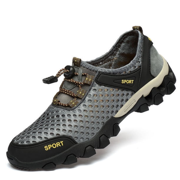 Zapatos de malla transpirables antideslizantes de moda de verano para exteriores, zapatos de montañismo y vadeo, zapatos casuales de caña baja, zapatos de malla para hombres