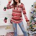 thumbnail image 2 of Chandail en Molleton de Noël à Col en V pour Femmes Mode Décontractée Ample Automne Hiver Sweat à Capuche à Manches Longues Rouge L, 2 of 6