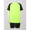 thumbnail image 4 of Haitryli  Boys Soccer Football Jersey Outfits V-Neck Short Sleeve T-Shirt and Shorts Set Kids Sports Team Training Uniform Green 7-8, 4 of 7