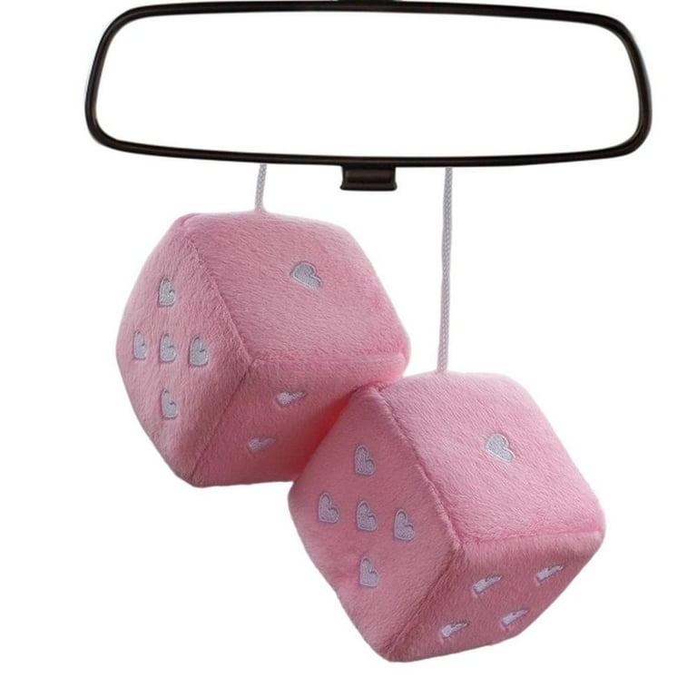 Pink fuzzy dice for sale rear view mirror