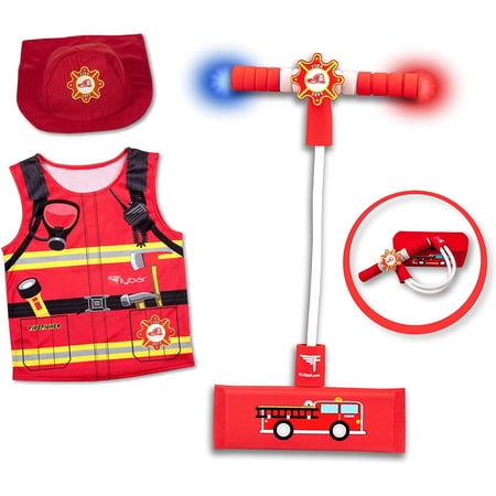 Flybar Pogo Hopper Pretenders Firefighter Costume Set, Includes Fire Hat and Vest, Ages 3+