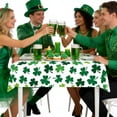 thumbnail image 4 of St. Patrick's Day Waterproof Tablecloth - Festive Holiday Irish Party & Decorations 2026 Dinner Decor, Shamrock Table Cover for Irish Party & Dinner Decor, Reusable Holiday Table Linen, 53.9*107.8in, 4 of 5