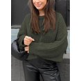 thumbnail image 5 of Women's Fall Sweaters Casual Long Sleeve Pullover Crewneck Ribbed Knit Jumper Tops Plain Blouse, 5 of 5