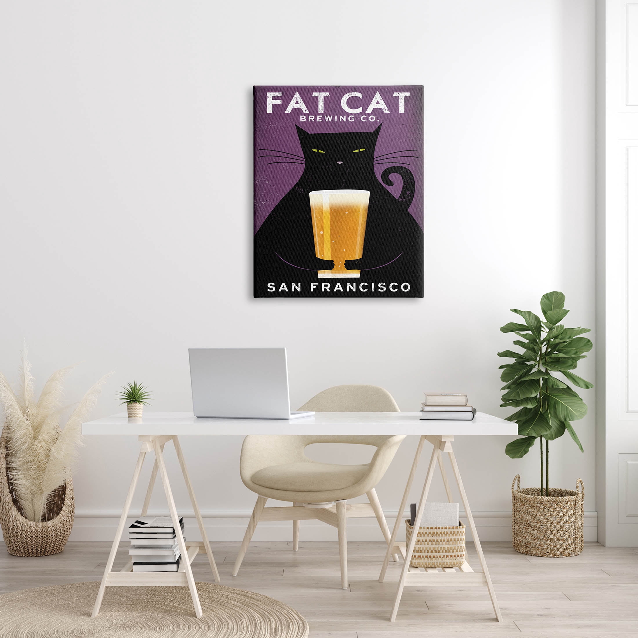 Stupell Industries Fat Cat Brewing Vintage Typography Graphic Art Gallery Wrapped Canvas Print Wall Art, Design by Ryan Fowler