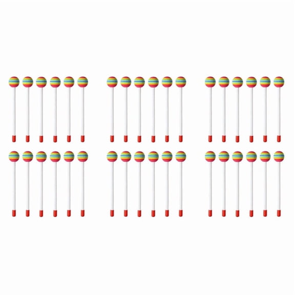 36 Pcs Lollipop Drum Mallet Sticks Round Rainbow Hammer Percussion Sticks Drumsticks for Kids Child Mallet Musical Toy