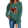 thumbnail image 5 of Yievot Valentines Sweatshirt Women Crew Neck Heart Printed Shirts Casual Lightweight Long Sleeve Pullover Top, Green, 5 of 6