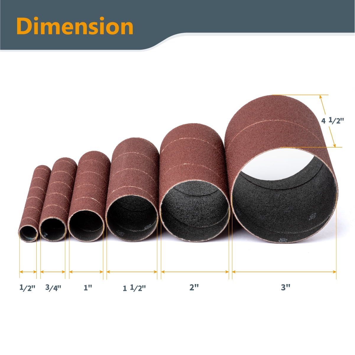 POWERTEC 4.5-Inch Sanding Sleeves For Spindle Sander – 80 Grit Coarse, Aluminum Oxide, Set Of 4-1/2, Ideal For Woodworking 4 thumbnail image