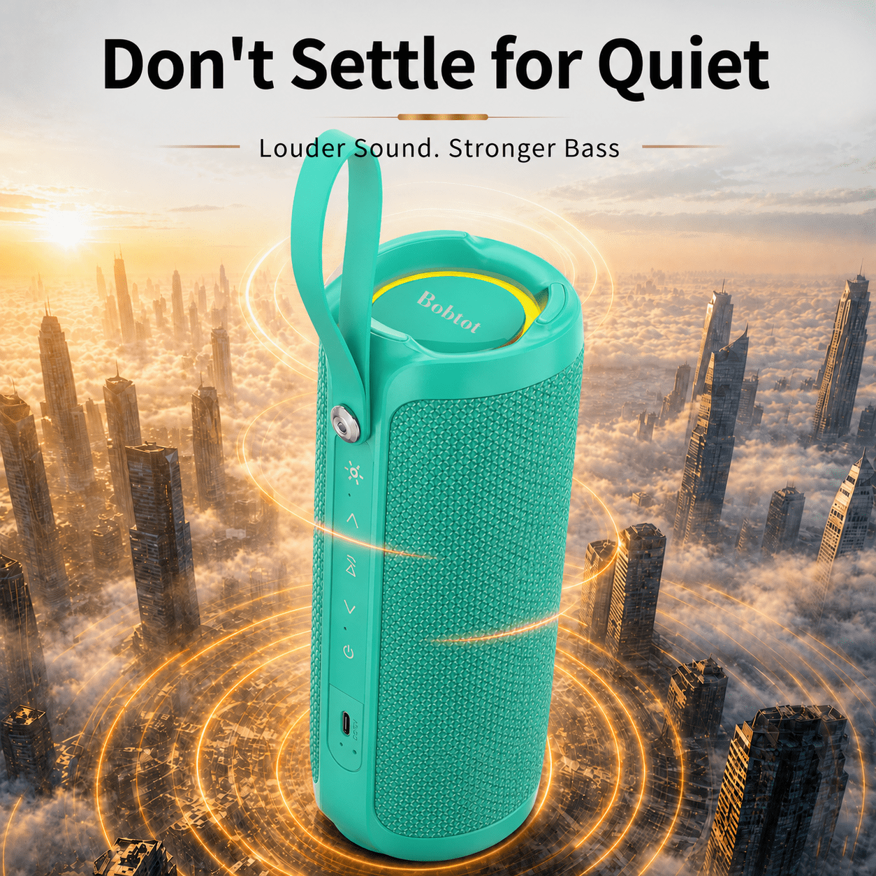 Portable Bluetooth Speaker RGB IPX6 Waterproof, 15W Loud Sound, Deep Bass, Bluetooth 5.3 Wireless Stereo Pairing 15H Playtime, for Home/Outdoor/Party/Beach, Birthday Gift (Teal)