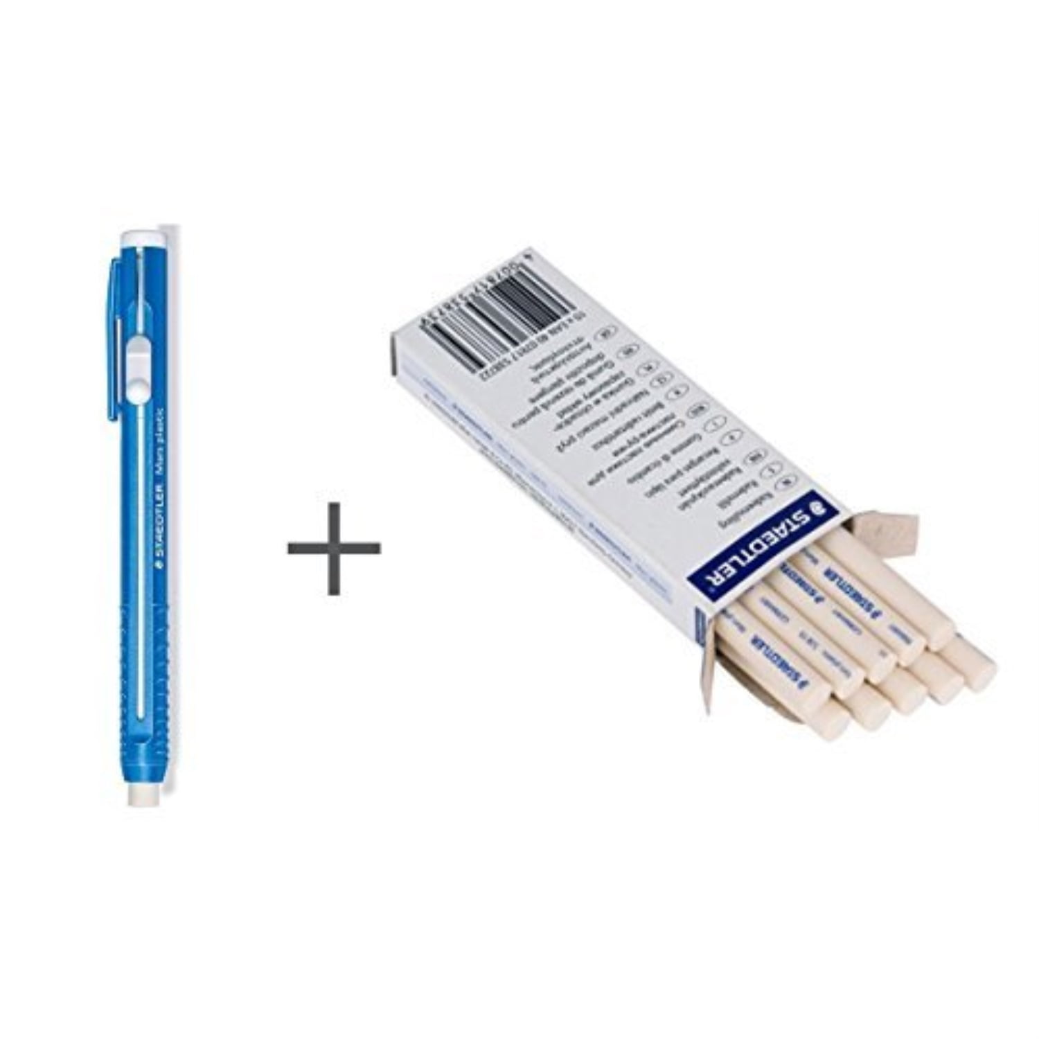staedtler stick eraser holder and eraser refills(pack of 10) set
