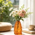 thumbnail image 4 of MYUNNIL Pinecone Shaped Glass Vase, 6" Conical Transparent Embossed Glass Flower Vase, Fall Farmhouse Floral Accessory for Home Mantel Table Office Shelf Decor, Orange, 4 of 7