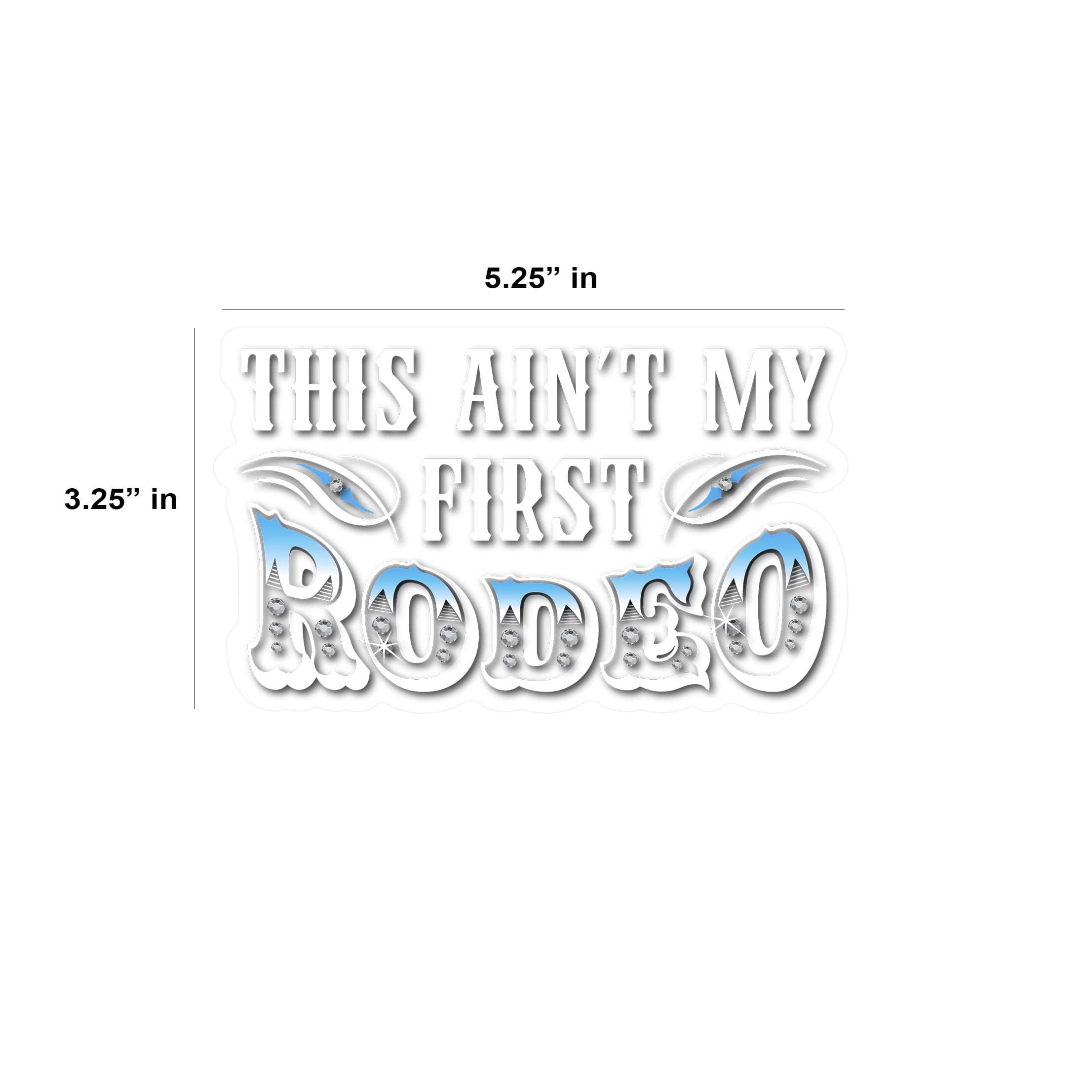 Auto Drive Rhinestone Rodeo Vinyl Vehicle Decal, White, 5.25” x 3.25”