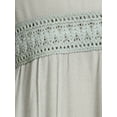 thumbnail image 4 of Women's Casual Semi Sheer Bohemian Crochet Lace Bell Sleeve Flowy Mini Dress, 4 of 5