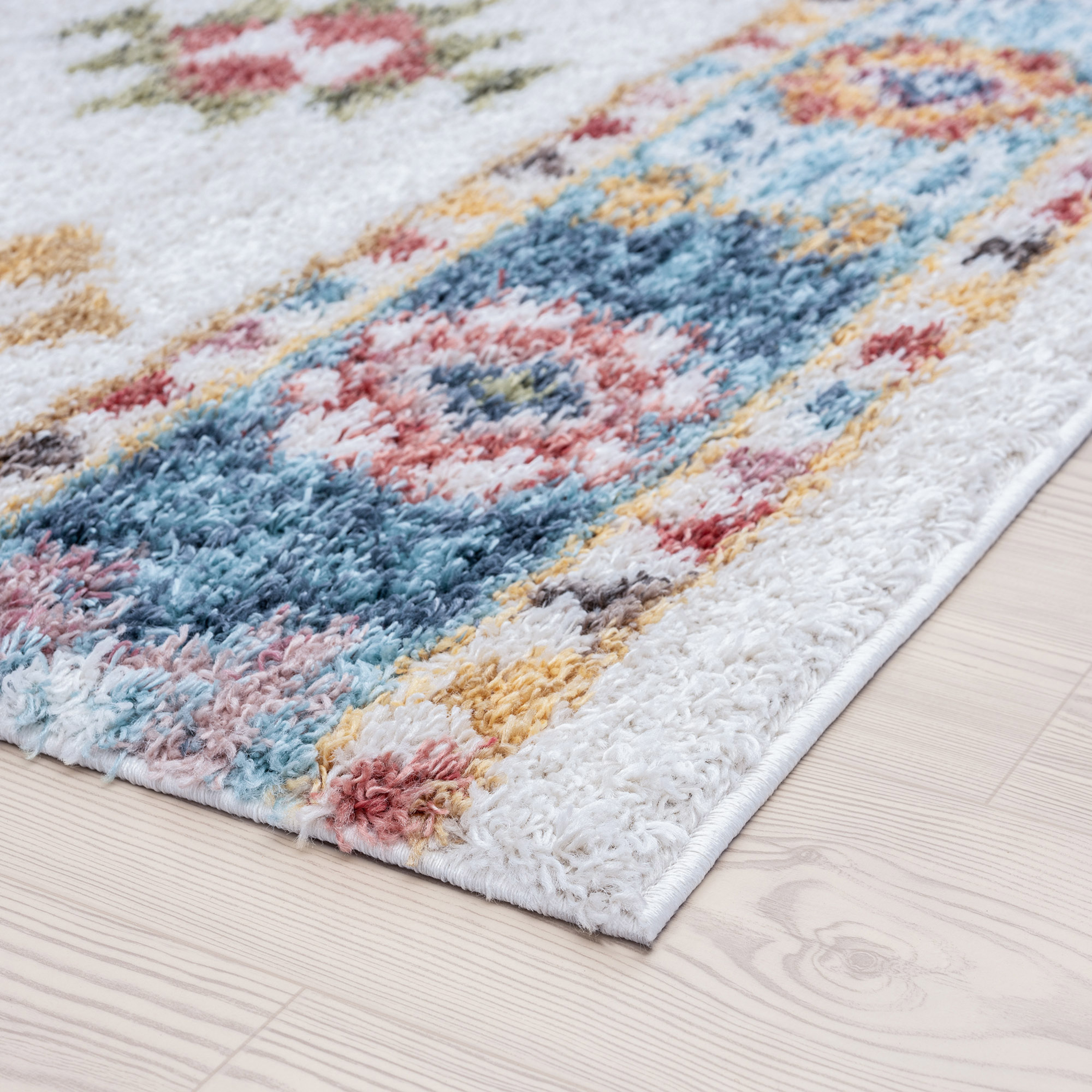Shag 5x8 Area Rug Thick (5'3'' x 7'3'') Geometric Multi-Color Living Room Easy to Clean