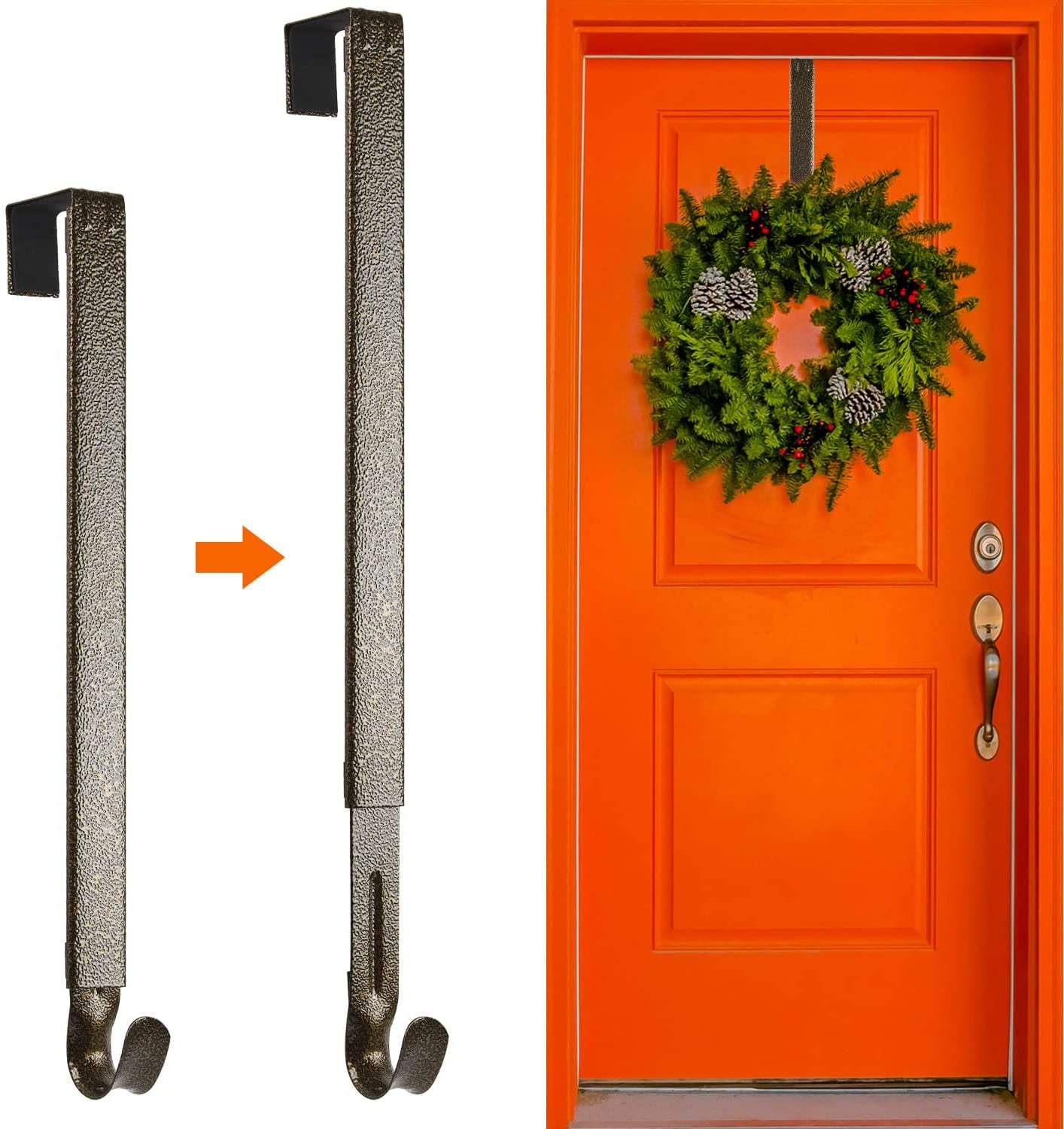 Wreath Door Hanger Adjustable, Front Door Wreath Hanger Hook Extends