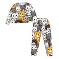 thumbnail image 2 of DISNIMO Pajamas for Women Cat Print 2 Pack Soft Pj Lounge Sets with Pocket Long Sleeve Shirt with Long Pajama Pant Set Casual Round Neck Nightwear, M, 2 of 7