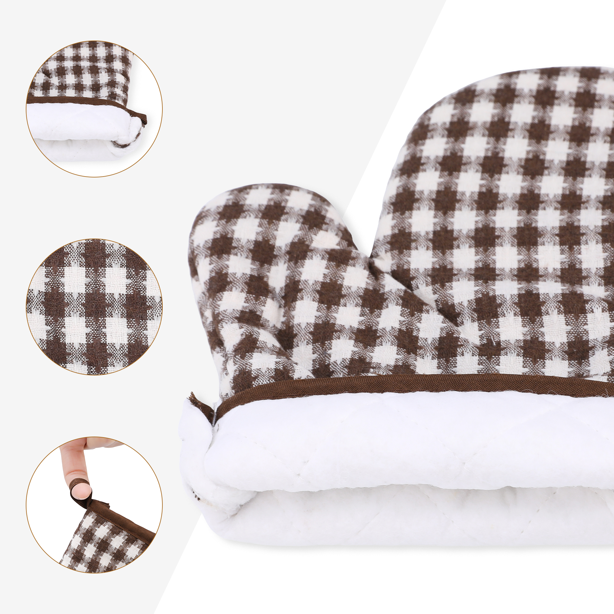 Unique Bargains Pot Holders Set Heat Resistant Oven Mitts Coffee 9.8x6.7inch