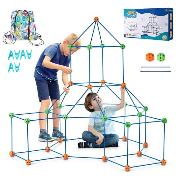 KFFKFF Children's Structure Creation Set, 120-Piece STEM Learning Toy, Enlightening Present for Boys & Girls Aged 4, 5, 6, 7, 8 and Above, Indoor & Outdoor Playhouse Maker Kit with 80 Sticks