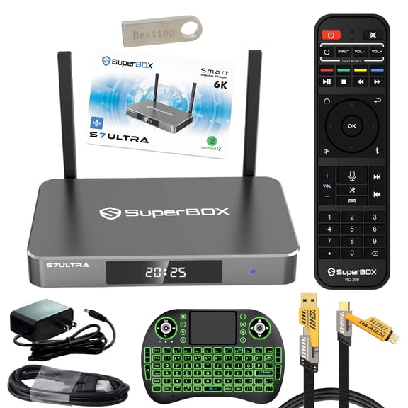 2026 SuperBox S7 Ultra Fully Loaded, 4GB RAM 128GB ROM, Smart Super TV Box S7ultra with Voice Remote,  Powerful Media Box with 7-day Time Shift & Parental Controls