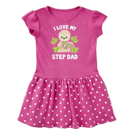 

Inktastic Cute Sloth I Love My Step Dad with Green Leaves Gift Toddler Girl Dress