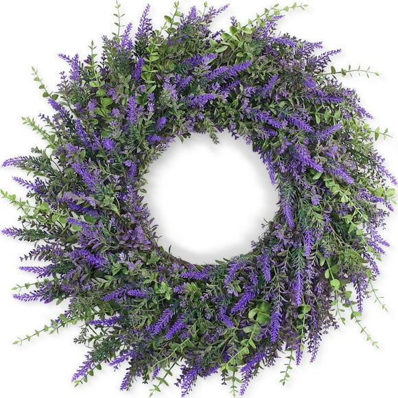 Corona FOTEEWL de eucalipto y lavanda, 66 cm, para puerta de entrada