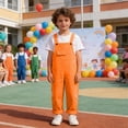 thumbnail image 2 of UAYOTSE Kids Straight Leg Baggy Bib Overalls Boys Girls Adjustable Strap Summer Casual Jumpsuits Cotton Preppy Clothes Cute Romper,Sizes 13-14 Years, 2 of 8