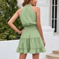 thumbnail image 4 of IROINNID Women's Sleeveless A-Line Dress Round Neckline Summer Sexy Halter Bandage Casual Mini Dress Strapless Solid Color Dress, 4 of 4