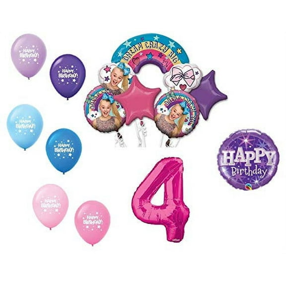 JoJo Siwa 4th "4" Happy Birthday Party Dream Crazy Big Decoration Balloon Bundle Set